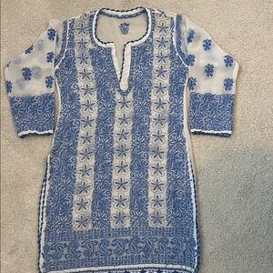 Blue and White Floral Kurta Tunic
